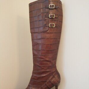 Vintage Ralph Lauren Knee High Brown Leather Boots 3" Heel